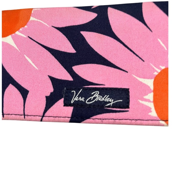 Vera Bradley Checkbook Cover -  Pink Navy Orange Floral Print - Picture 3 of 3